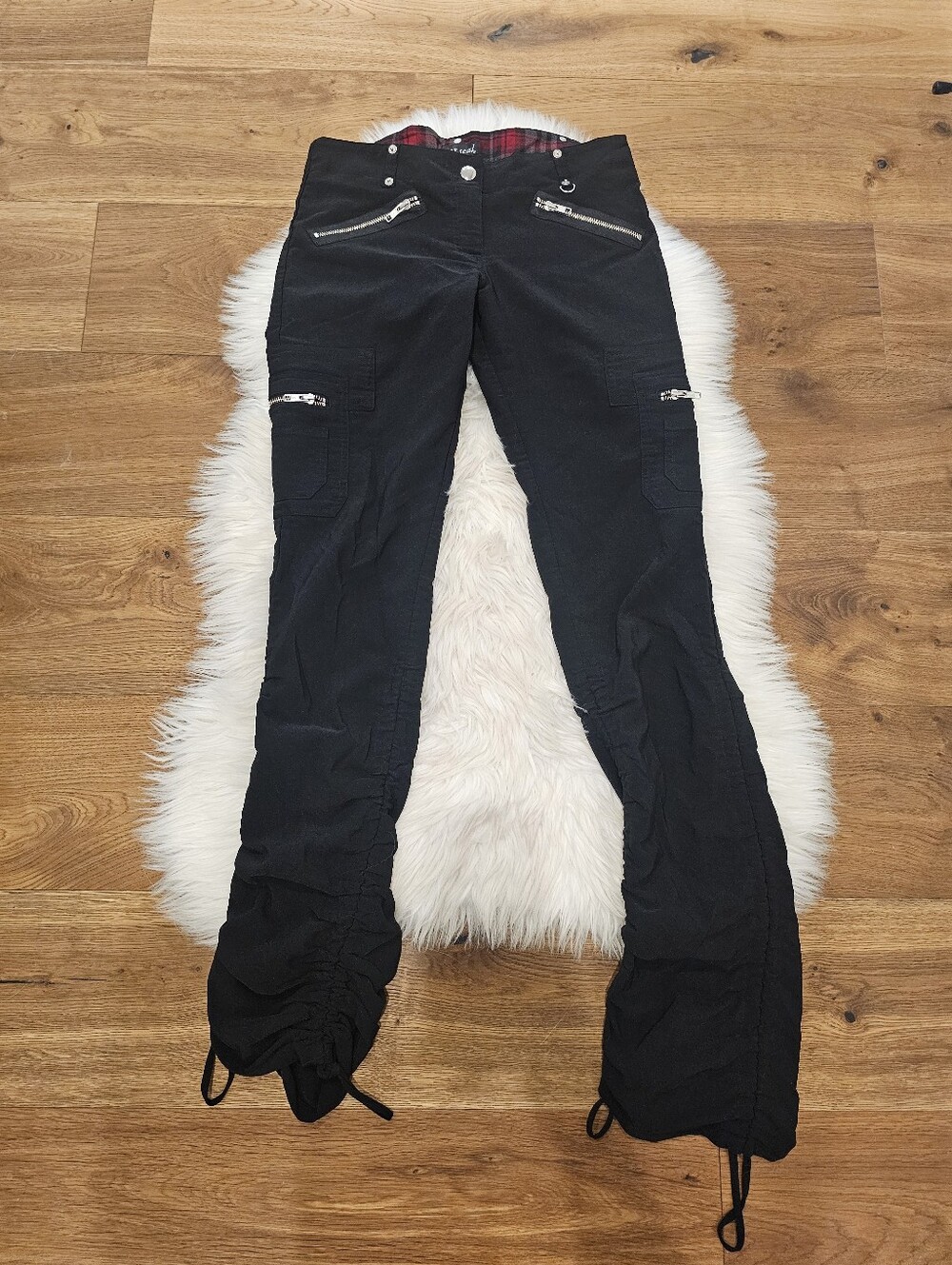 Vintage Low Rise Black Women's Cargo Drawstring Pants